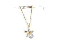 ZIAFRPN Acciaio Inox Steell Romantico Fiori Strass Perla Pendente Collana Orecchini Ragazza Set Trend Gioielli Regalo
