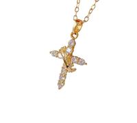 ZIAFRPN alla Moda Micro intarsiato Splendida Regina Corona Croce Collana Classico Personalizzato Ragazza Regalo in Acciaio Inox