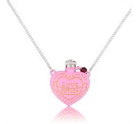 ZIAFRPN Amore Pozione Cuore Bottiglia Pendente Collana 3D Rosa Bottiglia Ali d'Angelo Collane di Cristallo per Le Donne Amante Gioielli Romantici
