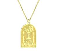 ZIAFRPN Antica Chiesa Musulmana Islamica Ciondolo Collana per Donne Uomini Islam Arabo Allah Charm Collo Catena Amuleto Talismano Gioielli