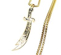 ZIAFRPN Arabo Ali Spada Coltello Catena Collane per Gli Uomini in Acciaio Inox Colore Oro Collana Gioielli Collare Acero N558S02