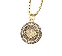 ZIAFRPN Bohemien Rotondo Cubo Malocchio Pendente Collana Cristallo Strass Catena Collana per Le Donne Partito Gioielli Regalo