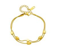 ZIAFRPN Bracciale con Ciondolo cubo di Colore Oro in Acciaio Inossidabile per Le Donne Trend Girls Catene da Polso a 2 Strati Gioielli Regalo di Compleanno
