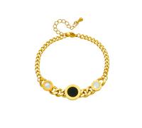 ZIAFRPN Bracciale con Ciondolo Rotondo in Acciaio Inox con Numeri Romani per Le Donne Girl Trend Link Chain Bangles Gioielli Regalo Festa