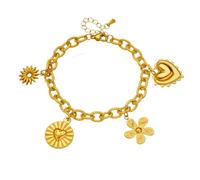 ZIAFRPN Bracciale d'Amore con Fiore a Cuore Dorato in Acciaio Inossidabile per Le Donne Regalo di Gioielli Impermeabili a Catena da Polso Classica di Tendenza