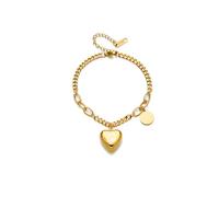ZIAFRPN Bracciale di Fascino del Cuore d'Amore di Colore dell'oro dell'Acciaio Inossidabile per Le Donne Ragazze Gioielli da Polso Regalo di Nozze