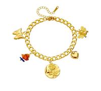 ZIAFRPN Bracciale Fiore Rosa Amore Farfalla d'oro in Acciaio Inox per Le Donne Classico Catena da Polso Gioielli Regalo del Partito