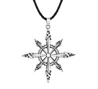 ZIAFRPN Caotico Stella Pendente Caos Ruota Collana per Gli Uomini retrò Punk Chaosfera Sigillo del Caos Satanico Simbolo Amuleto Gioielli Accessori