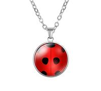 ZIAFRPN Carino Cartoon Coccinella Insetto Catena Collana Vetro Rotondo Zampa Stampa Pendente Collane Bambini Ragazza Cosplay Gioielli
