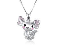 ZIAFRPN Carino Cartoon Style Argento Axolotl Ciondolo Collana e Split Ring per Le Signore Gioielli Quotidiani Accessori Regalo di San Valentino