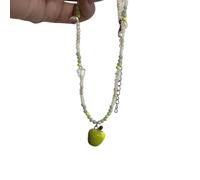 ZIAFRPN Carino Harajuku Cartoon Frutta Ciondolo in Ceramica Ciondolo Verde Charm Perline Girocollo Collana Donne Y2K Gioielli Estetica Accessori Estivi