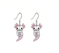 ZIAFRPN Carino Rosa Cuore Cristallo Salamandra Orecchini per Le Ragazze delle Donne Smalto Cartoon t Ciondola Orecchini Gioielli