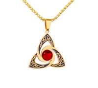 ZIAFRPN Casual Collana Pendente Nodo Trinità Celtica Irlandese Collana di Pietre preziose Rosse Stregoneria Ciondolo Nodo della Strega Gioielli con Nodo Fortunato da Uomo e da Donna