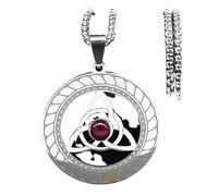 ZIAFRPN Celtico Trinità Nodo Collana per Le Donne Uomini Colore Argento in Acciaio Inox Pietra Strega Collane Gioielli Collare N8064S02