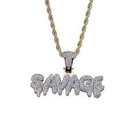 ZIAFRPN Ciondolo Alfabeto di Cristallo di Ghiaccio con Catena da 24 Pollici per Uomini Donne Scintillante Hip Hop Rock Rap Gioielli Regali congratulazioni Regali