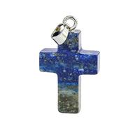 ZIAFRPN Ciondolo Croce Lapislazzuli Naturale Pietra Grezza Semi Preziosa Energia Charm Collana per Forniture Fai da Te Accessori Gioielli Fatti A Mano