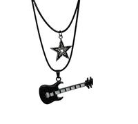 ZIAFRPN Ciondolo Stella Vintage Collana Punk Star Choker Rock Roll Chitarra Collana Stratificata per Donne Uomini Eboy Egirl Bar Party Jewelry