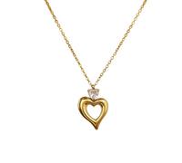 ZIAFRPN Collana Asimmetrica con Ciondolo in Acciaio Inossidabile Love Heart per Le Donne Gioielli placcati in Oro alla Moda squisiti Chic