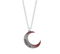 ZIAFRPN Collana con ciondolo a forma di luna crescente, in argento con design sfumato rosso, gioiello alla moda a tema supereroe, ciondolo da 43 mm