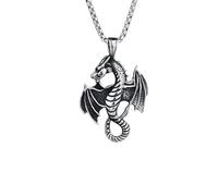 ZIAFRPN Collana Cronache del Ghiaccio e del Fuoco Vintage Fiamma Drago Pendente Neckle personalità Popolare Punk Flying Dragon Ciondolo Catena Accessori Uomo Moda