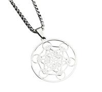 ZIAFRPN Collana cubo di Metatron in Acciaio Inossidabile Antica Gabbala Arcangelo Arcangelo Ciondolo Segreto dell'Universo Uomo Gioielli Spirituali