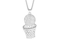 ZIAFRPN Collana da Uomo Ciondolo da Basket Collane Maschili, Telaio Sportivo Argento Nero per Uomini e Ragazzi, Gioielli Sportivi Charm Moda