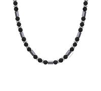 ZIAFRPN Collana da Uomo Collane in Pietra vulcanica Naturale per Uomini e Ragazzi, Collarino Geometrico Nero con Perline in Pietra biliare, Moda per Gioielli con Charm