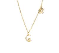 ZIAFRPN Collana da Uomo Collane Luna per Le Donne, AAA Stone Star Sun Charm Collana, Pendente di Colore Oro, Chic Dainty Girls Collar Moda