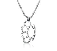 ZIAFRPN Collana da Uomo personalità prepotente Nocche Lotta Boxe Ciondolo Collana per Uomini e Donne Cool Locomotive Rock Band Amanti Gioielli Moda