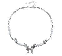 ZIAFRPN Collana Dell'amicizia Collana A Forma di Cuore Farfalla Ala Un Accessorio alla Moda E alla Moda per Le Signore Adatto per Feste E Come Regalo.