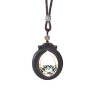 ZIAFRPN Collana di Fiori di Loto di Cristallo Trasparente in Legno di Legno Goccia d'Acqua Lungo Maglione Catena guarigione Meditazione