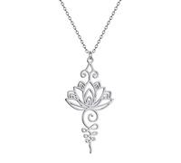 ZIAFRPN Collana di Fiori di Loto Unalome d'oro per Le Donne Ragazza in Acciaio Inox Yoga Buddismo amuleto Spirituale clavicola Girocollo Gioielli Maschili