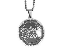 ZIAFRPN Collana Doppia Luna Strega Pentagramma Pendente Collana per Gli Uomini Personalizzato Buona Fortuna Gioielli di Buona Fortuna Moda