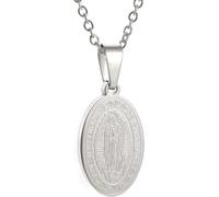 ZIAFRPN Collana Medaglia Ovale per Le Donne Preghiera Fede Amuleto Gioielli Collana Regalo