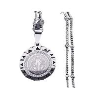 ZIAFRPN Collana Medaglia San Benedetto Acciaio Inox San Benito Collane Gioielli Colar Feminino N8085S02