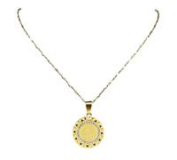 ZIAFRPN Collana Medaglia San Benedetto per Donna Uomo Acciaio Inox Colore Oro San Benito Catena Gioielli 8245-QKC