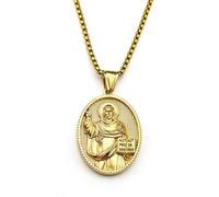 ZIAFRPN Collana Medaglia San Benedetto per Donna Uomo Scatola in Acciaio Inox Catena Collane Amuleto Gioielli Regalo San Benito