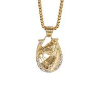 ZIAFRPN Collana Moda Ice out Testa di Cavallo Pendente Ferro di Cavallo Collana Charm per Uomini e Donne Rock Rapper Gioielli Regali Moda