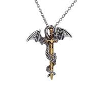 ZIAFRPN Collana Moda Vintage Charm Pterosauri Collana Drago Volante con Ali Arrotolato Pendente Croce Punk Gioielli Uomini Donne Moda