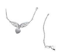 ZIAFRPN Collana Novel Angle Wings con Charm Cuore Collana da Sposa Donna Estetica Colore Argento O Catena Gioielli alla Moda 2025