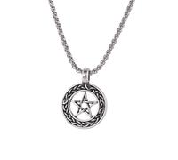 ZIAFRPN Collana Pendente Pentagramma Vintage per Gli Uomini ebraico a Cinque Punte Stella amuleto Gioielli Regalo