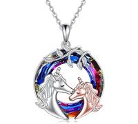 ZIAFRPN Collana Unicorno Carino Carino alla Moda Bella cavalla e Cavallo Bambino calpestare Il Regalo Pendente Cerchio Fortunato colorato