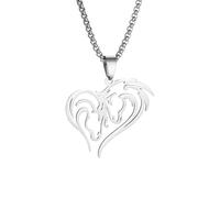 ZIAFRPN Collana Uomo, A Forma di Cuore Testa di Cavallo Animale Ciondolo Collana Adatto per Uomini e Donne Lucky Club Gifts