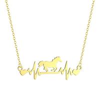 ZIAFRPN Collana Uomo, ECG Cavallo Galoppante Neckalce Moda Collana di Colore Oro per Le Donne Uomo Choker Stand per Avere Successo con per I Regali