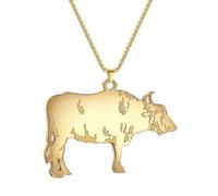 ZIAFRPN Collana Wisent alla Moda per Le Donne degli Uomini Punk in Acciaio Inox Ciondolo Charms Catene Spesse Collare Girocollo Maschio Animale Selvatico Mucca Gioielli