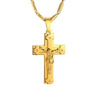 ZIAFRPN Collane da Uomo Amicizia Collana Grande Catena 4 Dimensioni Oro Colore Gioielli crocifisso Croce Pendente Collana per Uomo xl999