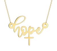 ZIAFRPN Collane da Uomo Amicizia Collana Handmade Cross Letter Hope Pendant Collana Donne Gioielli in Argento Fede Croce Collana Regalo