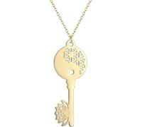 ZIAFRPN Collane da Uomo Collana Amicizia Chiave con Lotus Ciondolo Collana Gioielli Spirituali Donne Yoga Collana