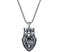 ZIAFRPN collane da Uomo Collana Amicizia Europa e Stati Uniti Scudo Classico Ciondolo Testa di Lupo personalità Collana da Uomo Vintage