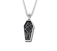 ZIAFRPN Collane da Uomo Collana dell'amicizia Gotico Vintage Doppio Cranio Bara Pendente Collana per Gli Uomini Punk Vampiro Scheletro Collane Biker Gioielli Regali